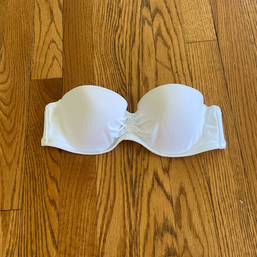 Strapless White Bandeau Swim Top - Women